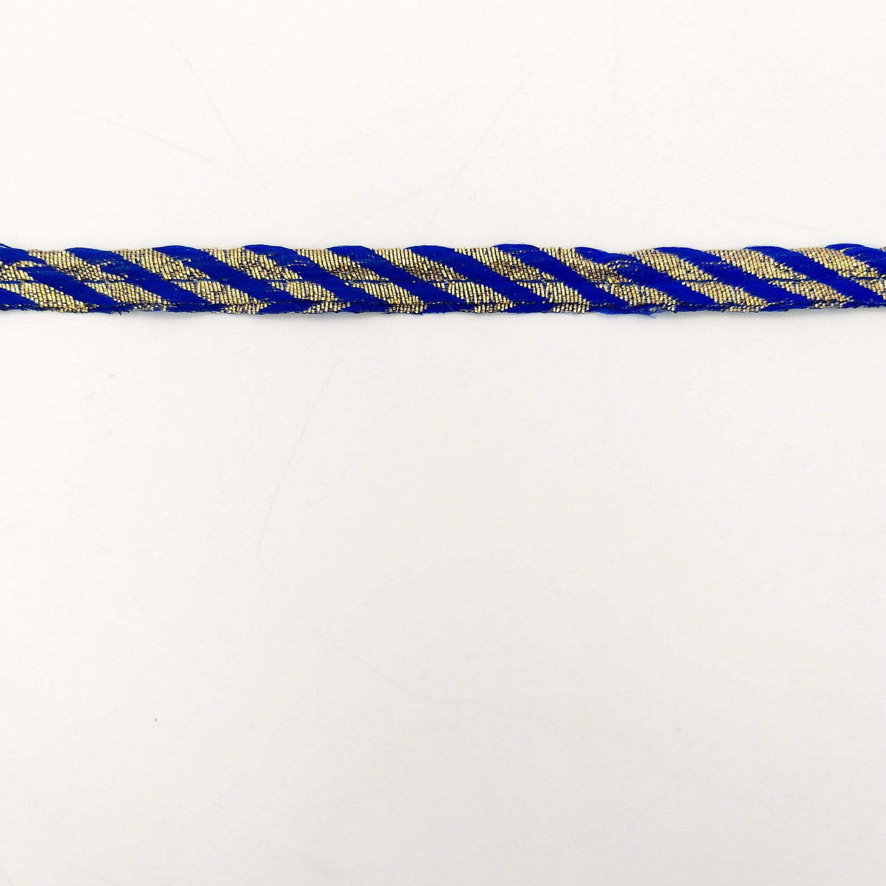 Royal Blue And Gold Stripes Piping Cord Trim, Approx. 10 mm wide, 9 Yards Trim