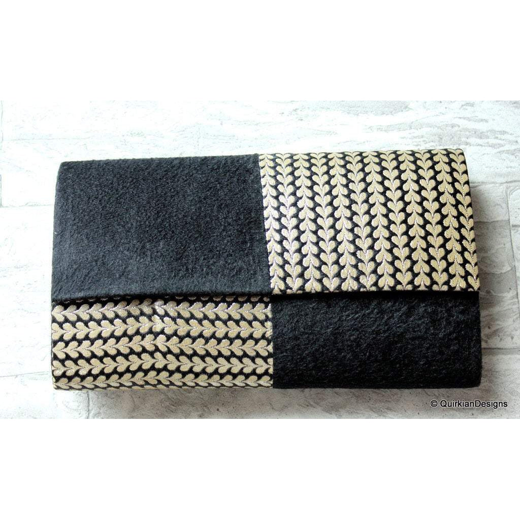 Black And Silver Brocade Fabric Clutch, Wedding Clutch, Party Bag, Har –  Knicknacknook