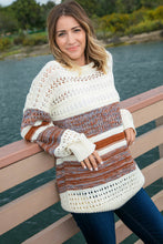 Load image into Gallery viewer, Two Tone Textured Stripe Color Block Sweater