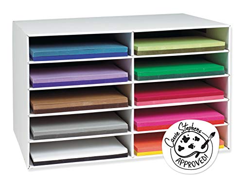 Photo 1 of Classroom Keepers 12" x 18" Construction Paper Storage, 10-Slot, White, 17"H x 27"W x 19"D, 1 Unit
