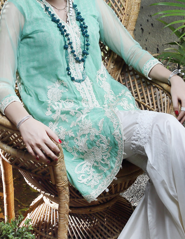 Light Green Paper Cotton Tunic - AL-LK-828B – Almirah