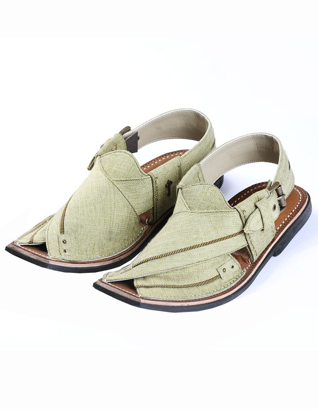 Green Peshawari Chappal - MFW-FB-045 