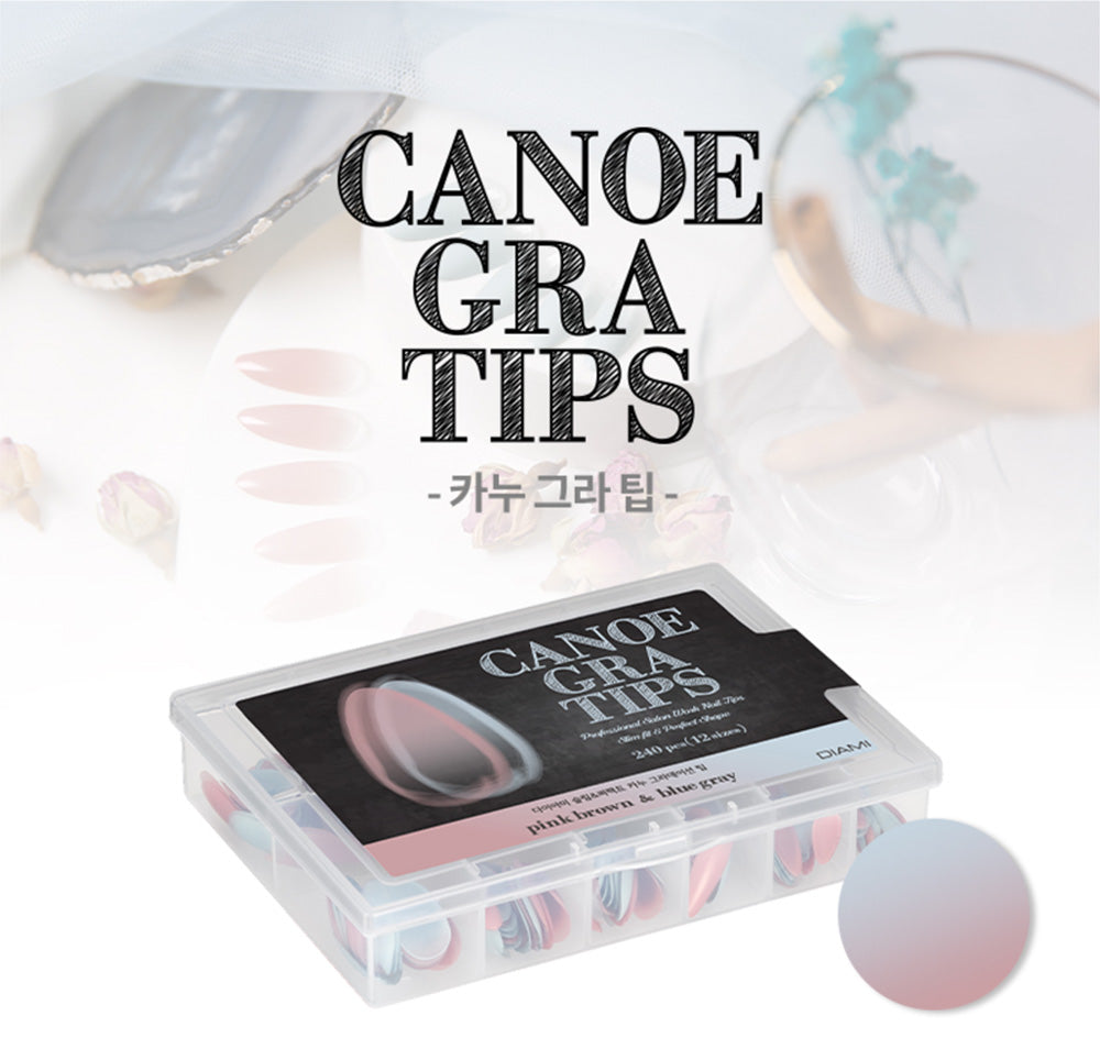 Diami Canoe Gradation Nail Tip - Pink Brown & Blue Gray