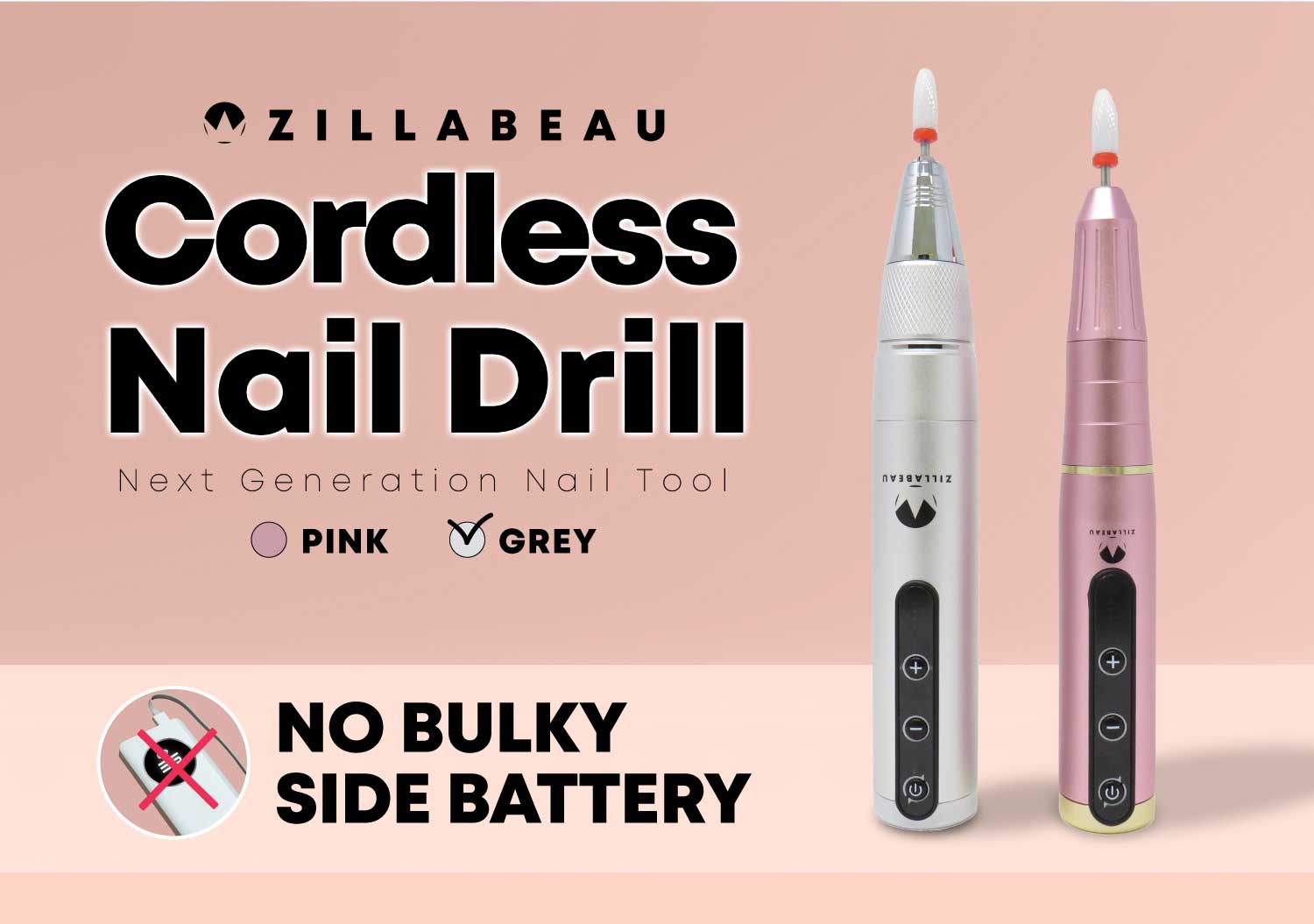 zillabeau cordless nail drill grey 30k rpm