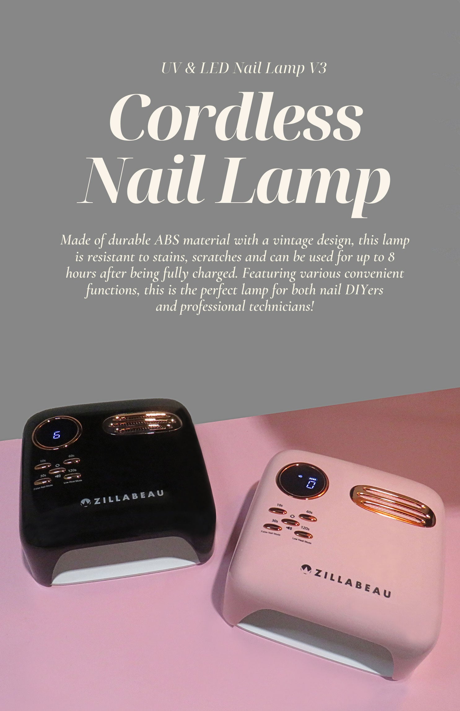 zillabeau cordless nail lamp v3