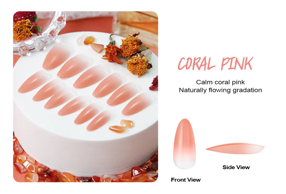 Diami Canoe Gradation Nail Tip -  Coral Pink & Mama Red