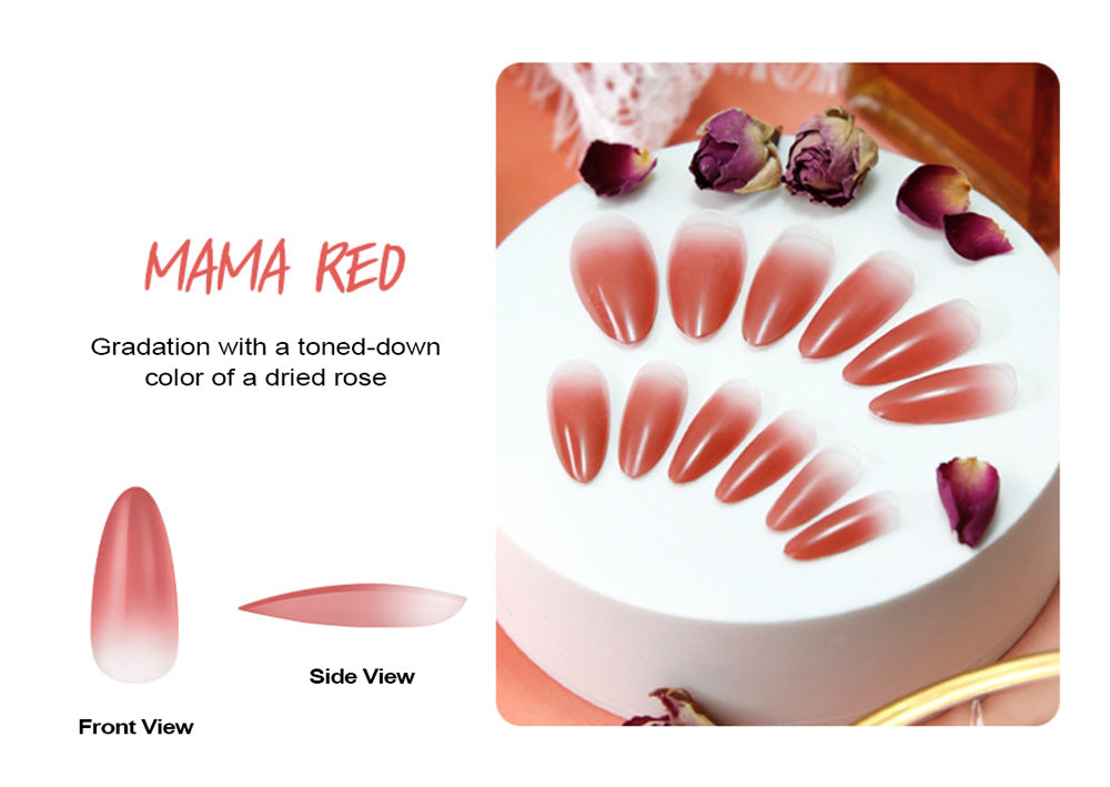 Diami Canoe Gradation Nail Tip -  Coral Pink & Mama Red