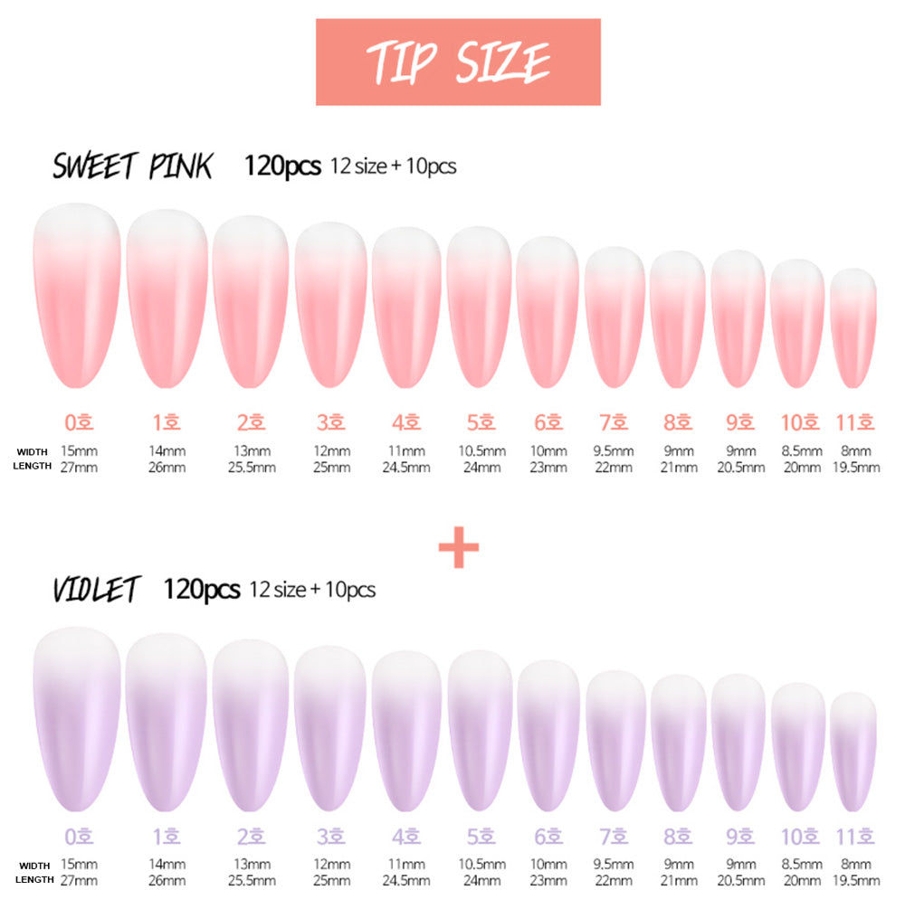 Diami Canoe Gradation Nail Tip - Sweet Pink & Violet