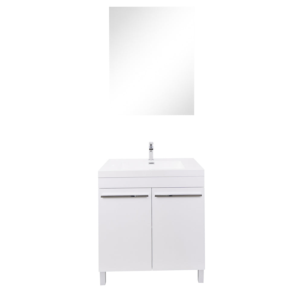 Aquamoon Ocean 31 White Free Standing Modern Bathroom Vanity Set Mirr Bath Trends Usa