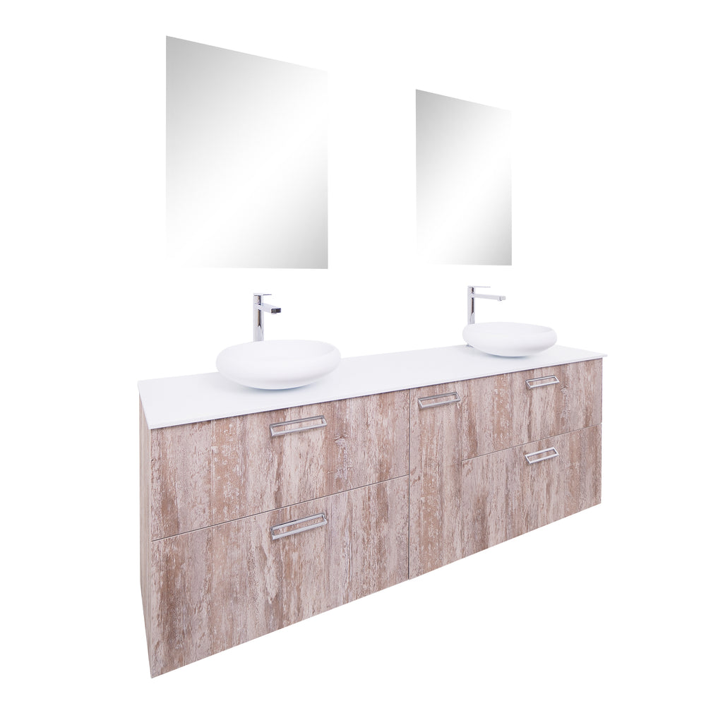 Aquamoon Sunrise 72 Ashwood Double Sink Wall Mounted Modern Bathroom V Bath Trends Usa