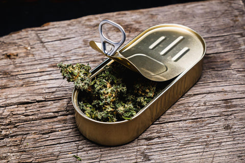 tin cannabis container