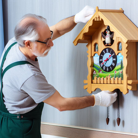 old man Hang the cuckoo Clock Securely