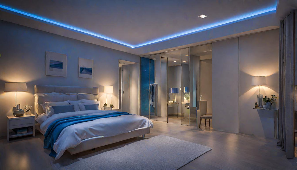 blue color light for sleep in bedroom