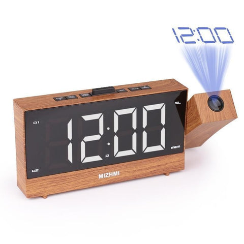 Wood Style Alarm Clock Projection Radio