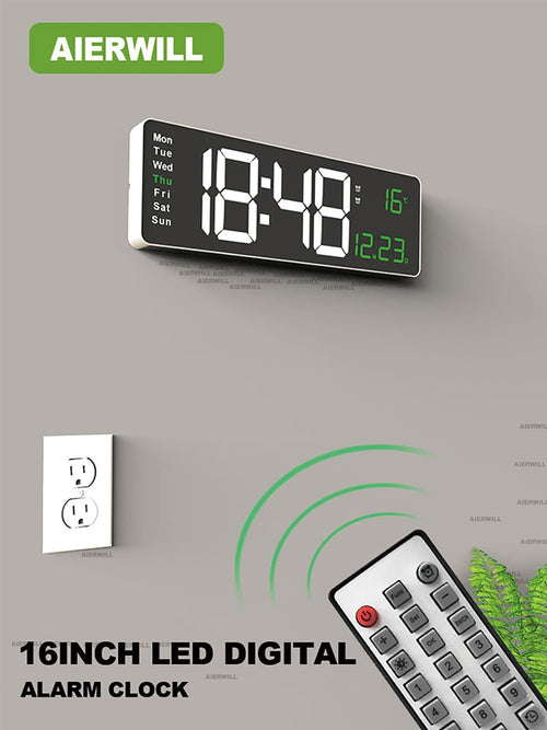 Digital Clock Thermometer Hygrometer Meter LED Wall Clock Home