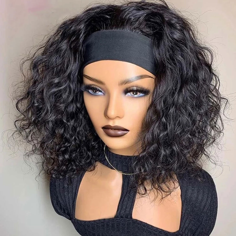 NHA Short Curly HeadBand Human Hair Wig – newhairagenda