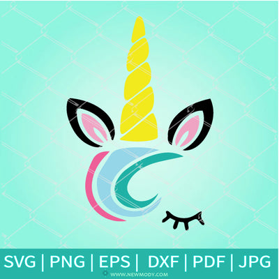 Unicorn Face With with Bangs- Cute Unicorn SVG