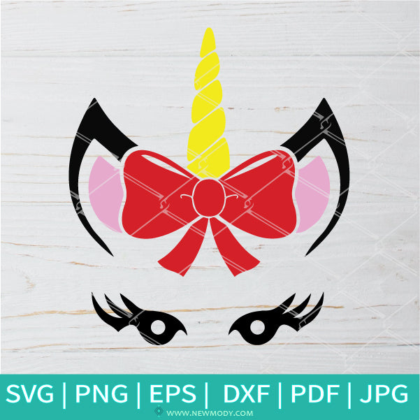 Unicorn Head With Hair Bow SVG- Cute Unicorn SVG