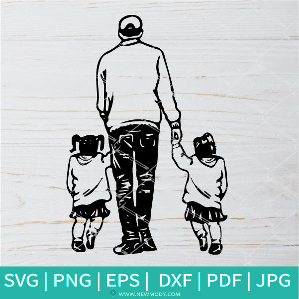 Download Father Walking With Daughters Svg Father S Day Gift Svg