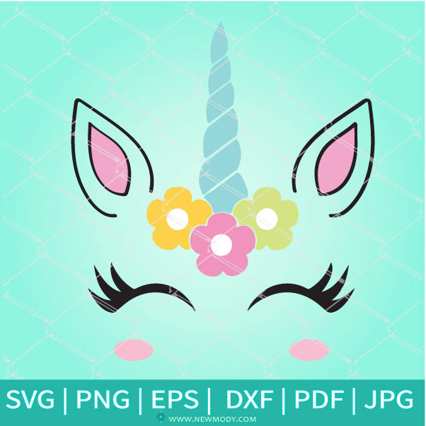 Download Cute Unicorn Head With Flowers SVG - Unicorn SVG