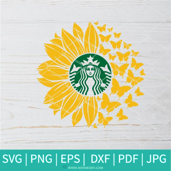 Download Sunflower Butterflies Strabucks SVG - Sunflower SVG ...