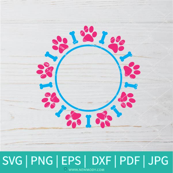 Download Paw Circle Monogram Bundle Svg Paw Tracks Svg Cat Paw Split Svg