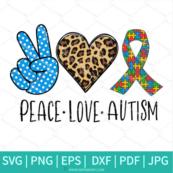 Download Peace love Autism SVG - Autism Awareness Ribbon SVG
