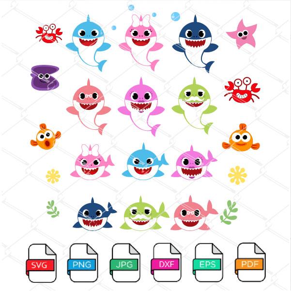 Clip Art Family Shark Svg Baby Shark Svg Clipart Png Jpg Dxf Sublimation Mommy Daddy Baby Bundle Art Collectibles