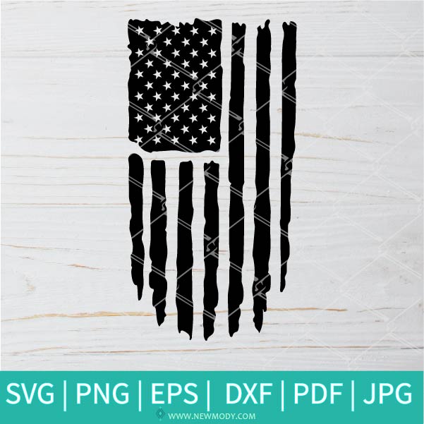 Vertical Distressed American Flag SVG - Grunge US Flag Vector