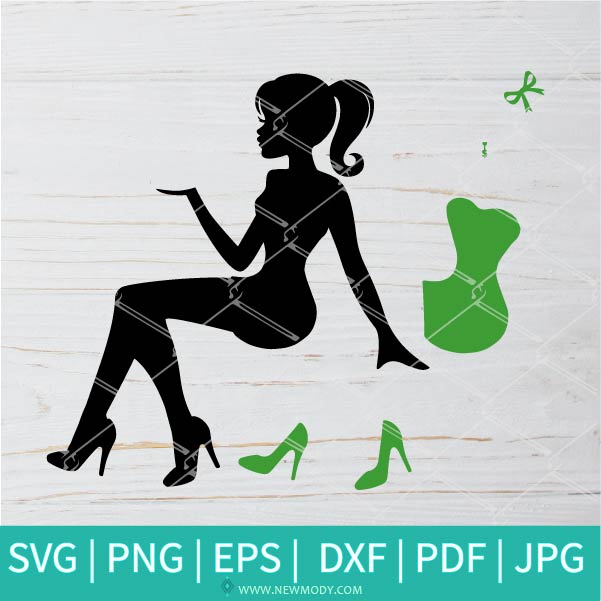 Sitting Fashion Girl With Money Bag Bundle Svg Rich Girl Svg Saint