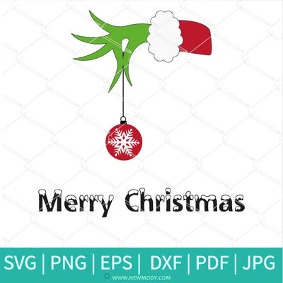 Merry Christmas Svg Grinch Hand With Ornament Svg