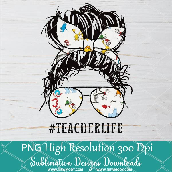 Download Teacher Life PNG sublimation downloads - Messy Hair Bun ...