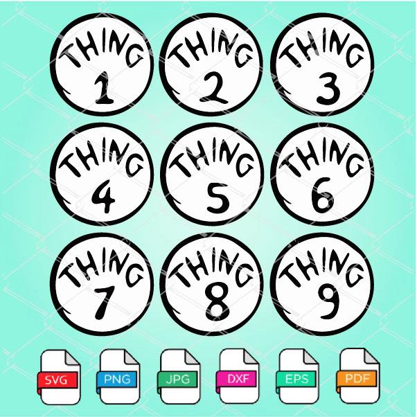 Thing 1 Thing 2 SVG - Thing 1 to 9 SVG - PNG