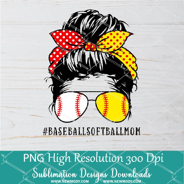 Download Messy Hair Bun Baseball Softball Mom Png Sublimation Downloads Baseb