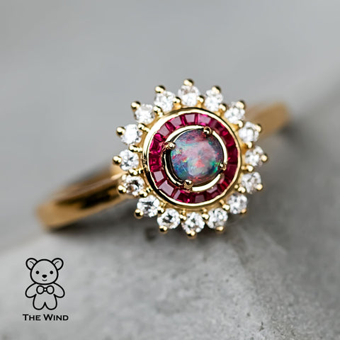 Ruby Black Opal Engagement Ring