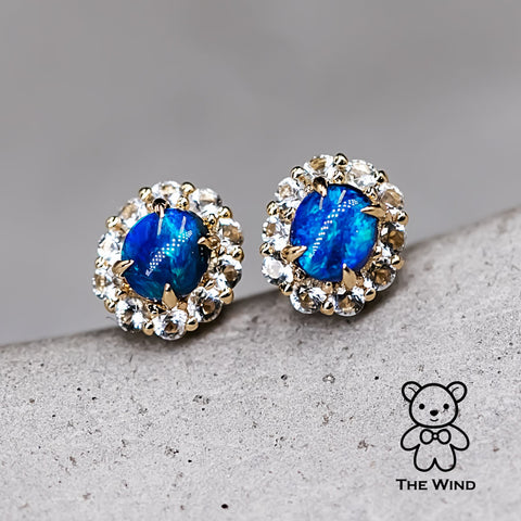 Black Opal Diamond Gold Earrings