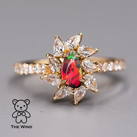 Black Opal Diamond Engagement Ring
