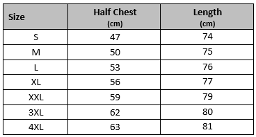 mens gym singlet size chart