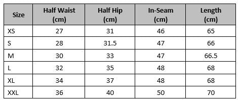 womens 7/8 leggings size guide