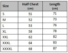 mens gym t shirt size chart