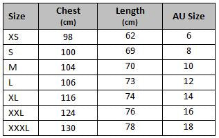 training jersey size chart