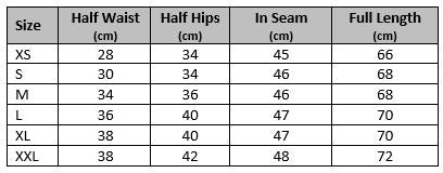 womens gym leggings size chart