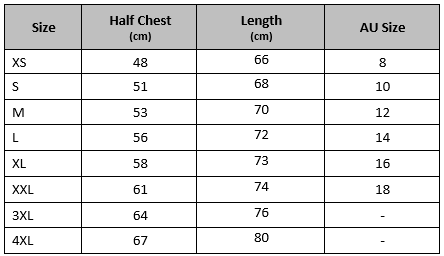 zip up gym hoodie size chart