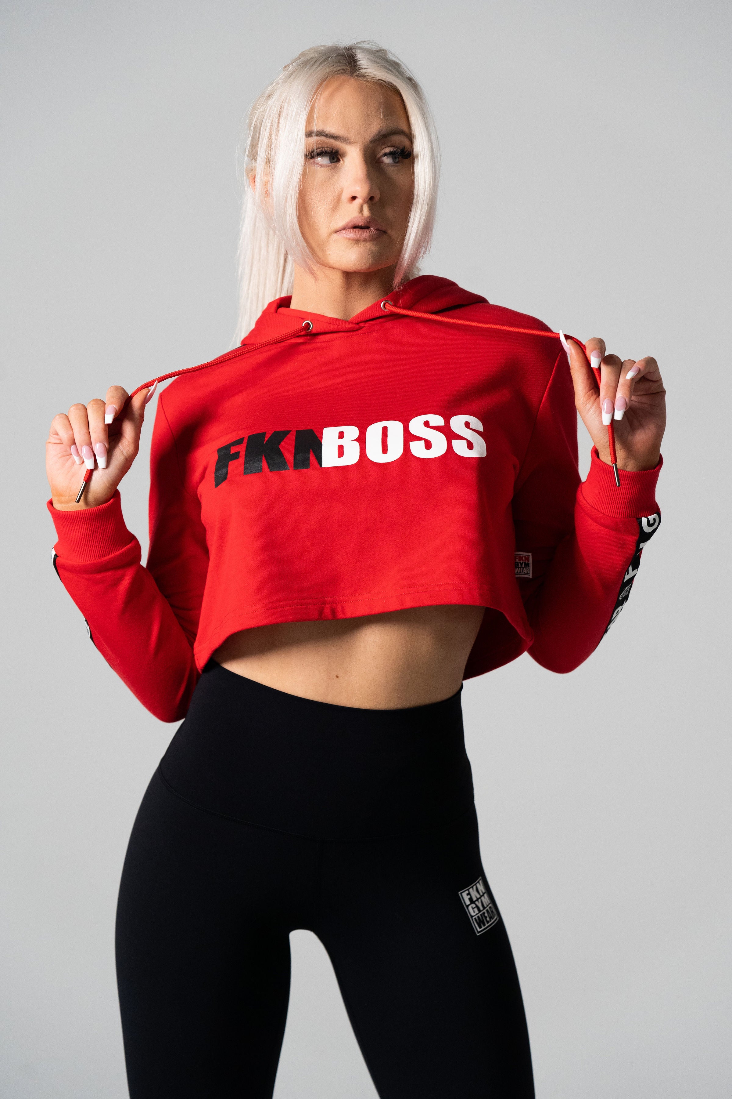 Image of FKNBOSS | Women's Cropped Gym Hoodie | Red