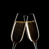 Two Champagne glasses on a black background