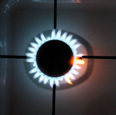 A lit gas ring