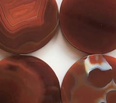 Hand finished red agate stone lids