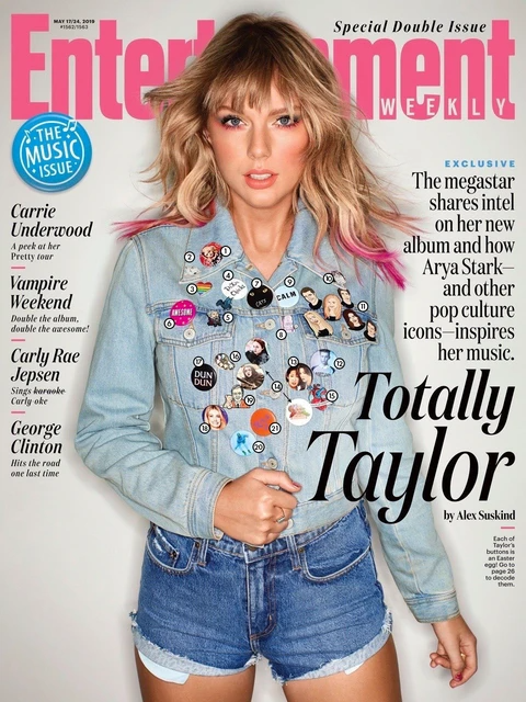 泰勒·斯威夫特（Taylor Swift） 戴着珐琅胸针出现在《美国娱乐周刊》封面上