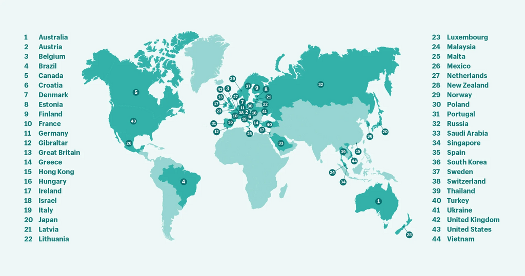 提供e邮宝配送服务的国家和地区，数据截止2020年4月