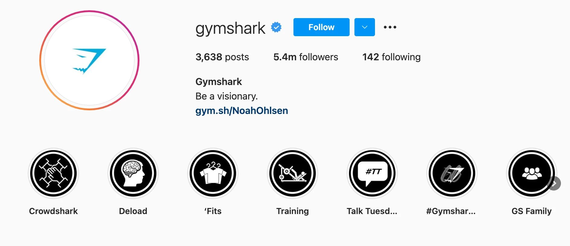 Gymshark Instagram 主页